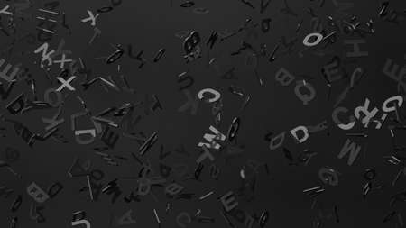 Black alphabets on black background.
3D abstract illustration for background.の写真素材