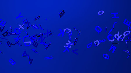Blue alphabets on blue background.
3D abstract illustration for background.