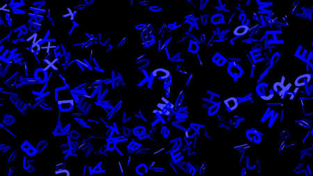 Blue alphabets on black background.
3D abstract illustration for background.の写真素材