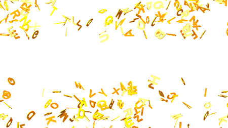 Gold alphabets on white background.
3D abstract illustration for background.の写真素材