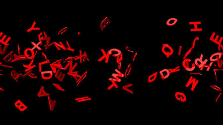 Red alphabets on black background.
3D abstract illustration for background.の写真素材
