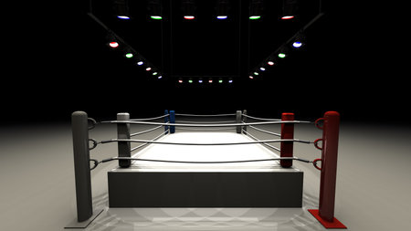 Boxing ring on spot light.
3DCG illustration.の写真素材