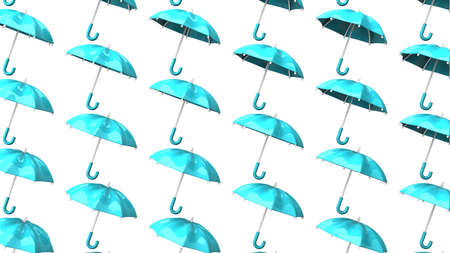 Pale blue umbrellas on white background.
Abstract 3D illustration for background.の写真素材