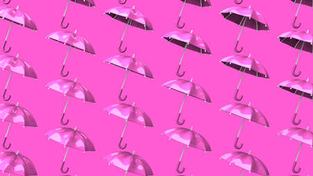 Pink umbrellas on pink background.
Abstract 3D illustration for background.の写真素材