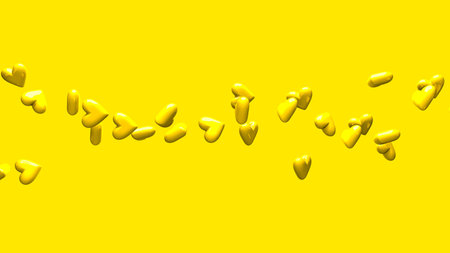 Yellow hearts on yellow background.
3D illustration for background.の写真素材