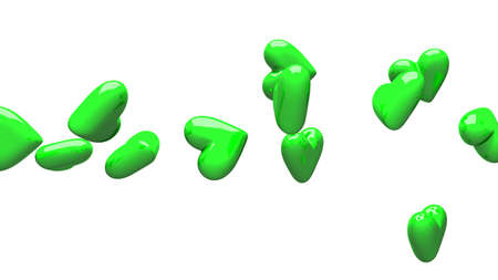 Green hearts on white background.
3D illustration for background.の写真素材
