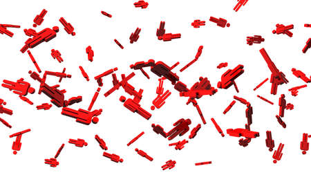 Red human shaped objects on white background.
3D illustration for background.の写真素材