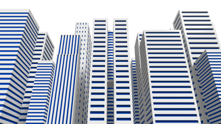 Office buildings on white background.
3D illustration.