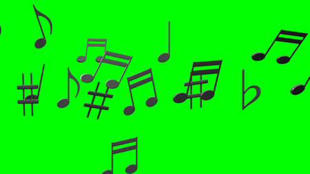 Black musical notes on green chroma key background.
3D illustration for background.の写真素材