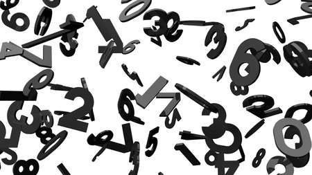 Black numbers on white background.
3D illustration for background.の写真素材
