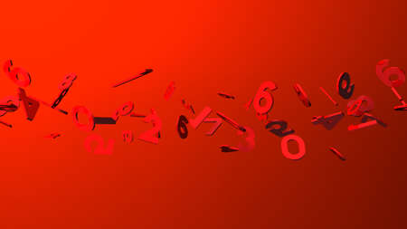 Red numbers on red background.
3D illustration for background.の写真素材