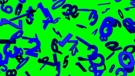 Blue numbers on green chroma key background.
3D illustration for background.の写真素材
