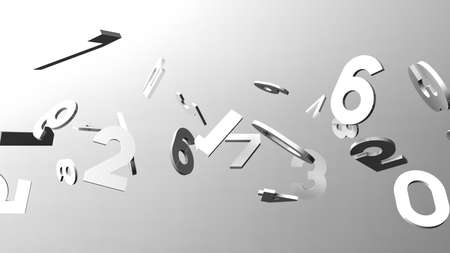White numbers on white background.
3D illustration for background.の写真素材