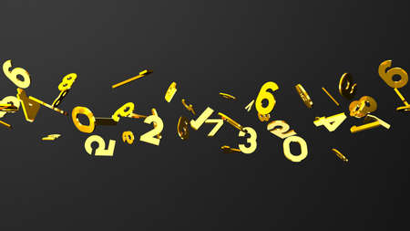 Gold numbers on black background.
3D illustration for background.の写真素材