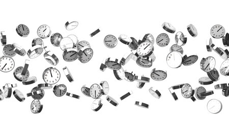 Clocks on white background.
3D illustration for background.
