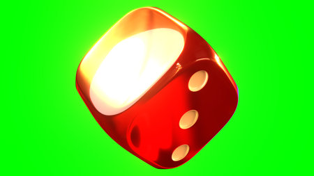 Shiny red dice on green chroma key.
3DCG dice illustration.の写真素材