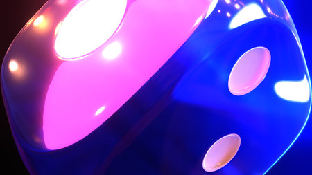Shiny blue dice.
3DCG dice illustration.の写真素材
