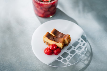 Homemade cheesecake with strawberry.
Delicious cheesecake image.の写真素材