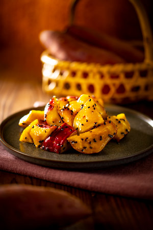Daigaku imo,Japanese candied sweet potatoes.
Traditional snack in Japan.の写真素材