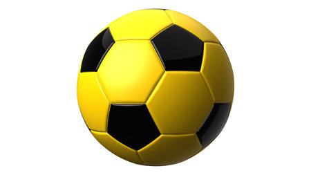 Yellow soccer ball on white background.
3d illustration.の写真素材