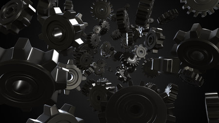 Black gears on black background.
3DCG abstract illustration for background.の写真素材