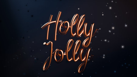 Text Holly Jolly in gold. Abstract 3D illustration.の写真素材