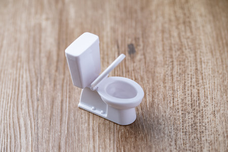 White toy toilet bowl. Bathroom image.の写真素材