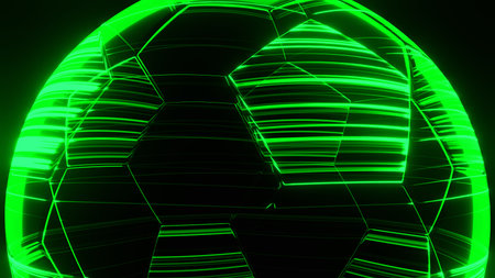 Holographic Soccer Ball.A detailed 3D render of a holographic soccer ball. Perfect for sports, technology, gaming, or futuristic themed projects.の写真素材