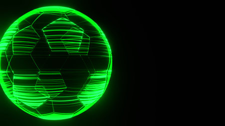 Holographic Soccer Ball.A detailed 3D render of a holographic soccer ball. Perfect for sports, technology, gaming, or futuristic themed projects.の写真素材