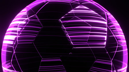 Holographic Soccer Ball.A detailed 3D render of a holographic soccer ball. Perfect for sports, technology, gaming, or futuristic themed projects.の写真素材