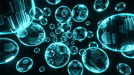 Holographic Soccer Balls.A detailed 3D render of a holographic soccer balls. Perfect for sports,...