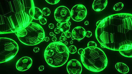 Holographic Soccer Balls.A detailed 3D render of a holographic soccer balls. Perfect for sports,...