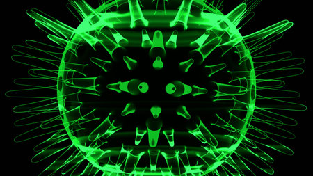 Holographic Virus Concept 3D Illustration

3D rendering of a holographic virus isolated on a black background. Perfect for medical, scientific, and futuristic technology themes.の写真素材
