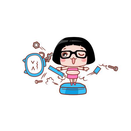 Cartoon girl with overweight conceptのイラスト素材