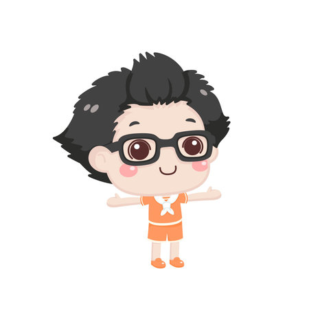 Cute cartoon boy with arms outstrechedのイラスト素材