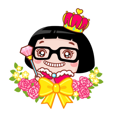 Cute cartoon girl in queen costumeのイラスト素材