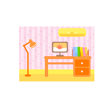 Cartoon study desk backgroundのイラスト素材