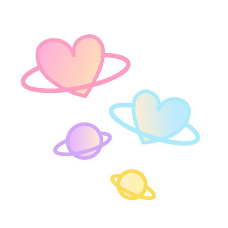 Heart shapes and circles with ringsのイラスト素材