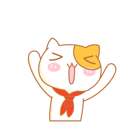 Cute cartoon cat character with hands upのイラスト素材