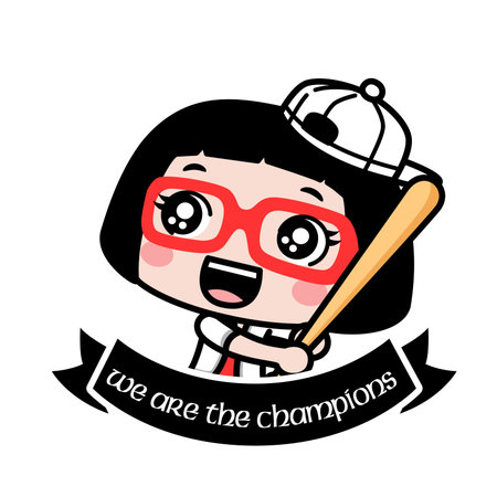 Cute cartoon girl in a baseball labelのイラスト素材