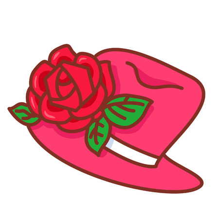 Cartoon hat with roseのイラスト素材