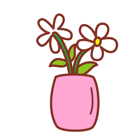 Cartoon flowers in vaseのイラスト素材