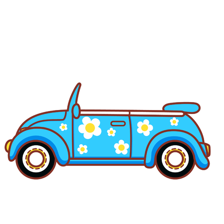Cartoon flower carのイラスト素材