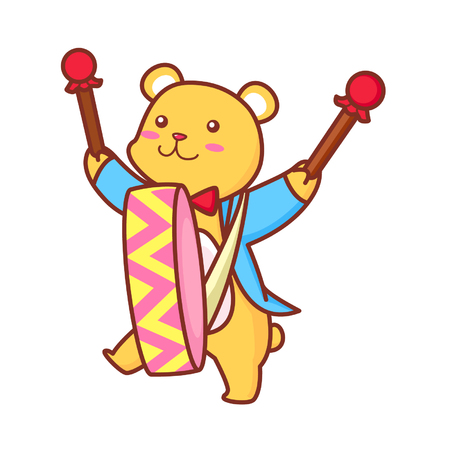 Cute cartoon bear with drumのイラスト素材