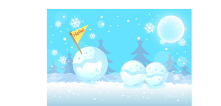 Cartoon outdoor scene with three snowballsのイラスト素材