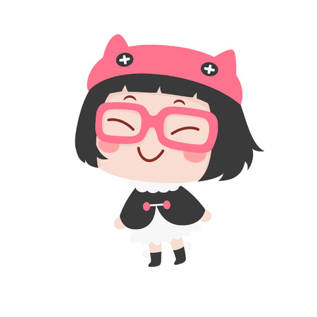 Cute cartoon girl with cape smilingのイラスト素材