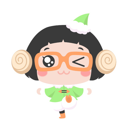 Cute cartoon girl dress up as an elfのイラスト素材
