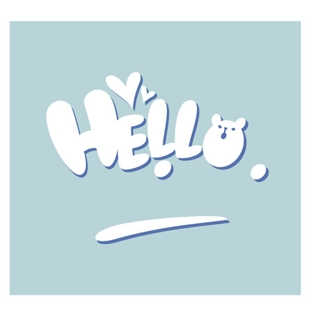 Hello word with cute bearのイラスト素材