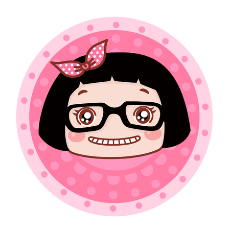 Cute cartoon girl smilingのイラスト素材