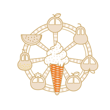 Ice cream with fruits on wheelのイラスト素材